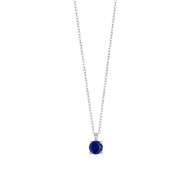WOMEN'S STEEL NECKLACE WITH BLUE ZIRCON