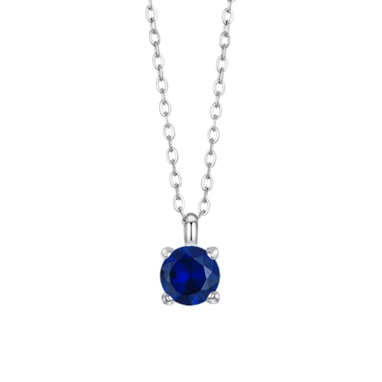 WOMEN'S STEEL NECKLACE WITH BLUE ZIRCON