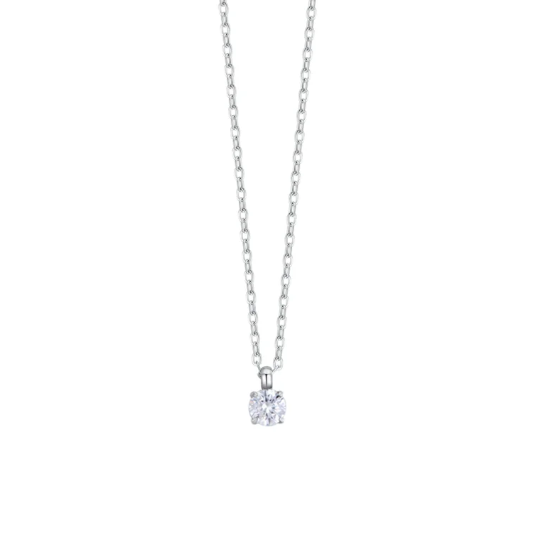 WOMEN'S STAINLESS STEEL NECKLACE WITH WHITE CRYSTAL
