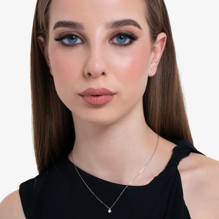 WOMEN'S STAINLESS STEEL NECKLACE WITH WHITE CRYSTAL