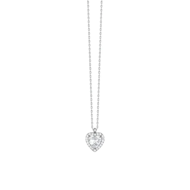 WOMEN'S STAINLESS STEEL HEART NECKLACE WITH WHITE ZIRCON 